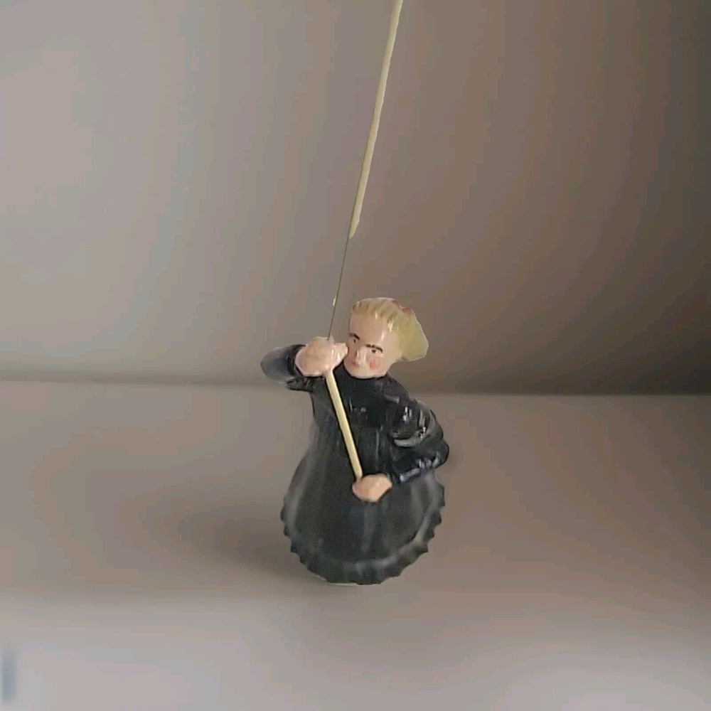 Cast Metal Girl Flying Kite Hand Painted Minature